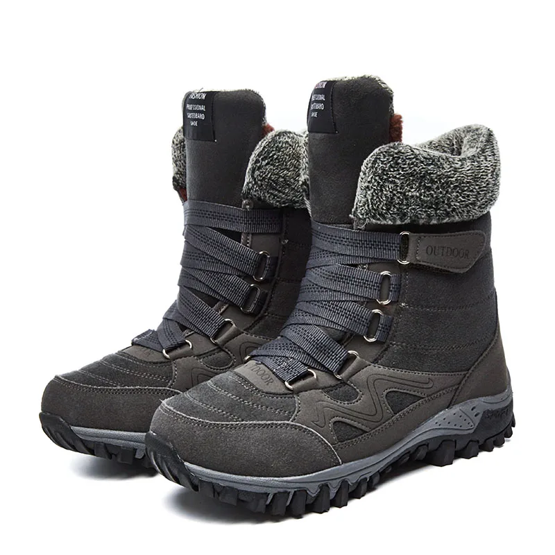 EOFK/зимние женские ботинки; женские теплые зимние ботинки из замши на меху; высокие кроссовки; короткая плюшевая обувь - Цвет: Темно-серый