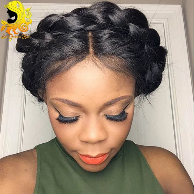 7A Braided Full Lace Human Hair Wigs For Black Women Brazilian Full