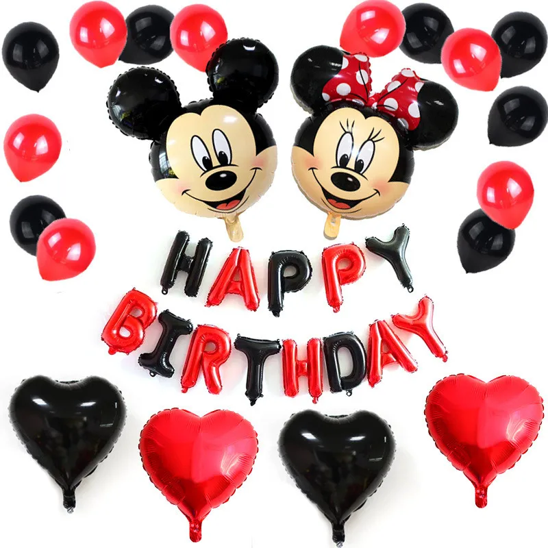 Надувные шары с надписью HAPPY BIRTHDAY воздушный шар Микки Маусом набор Минни для