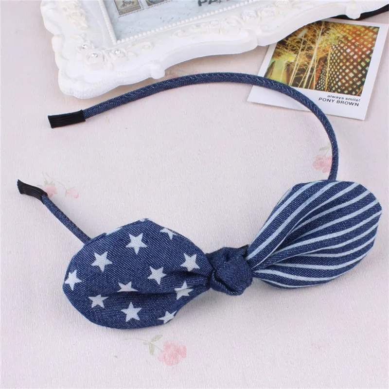 10 pcs/lot , Bow Hairbands Denim bow Cloth Dots Leisure Headbands Women Girls Barrettes Hair