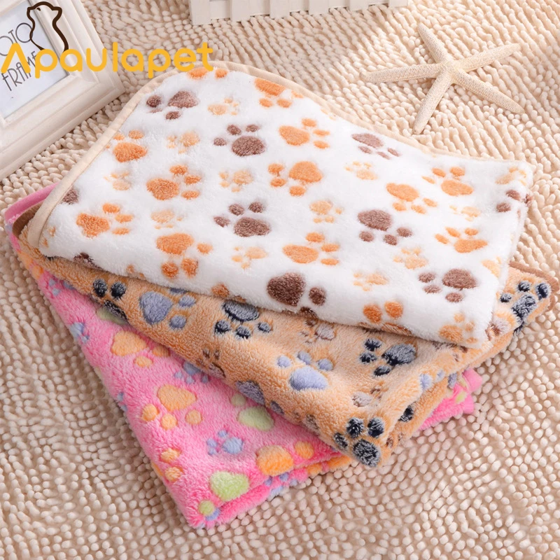 

APAULAPET 3 Color Cute Floral Pet Sleep Warm Paw Print Dog Cat Mat Puppy Fleece Soft Blanket Beds Pet Mats Sofas For Hamster Cat