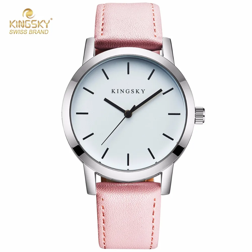

Relogio Feminino KINGSKY Women Watches Luxury Top Brand Fashion Casual Business Watch Men Clock Leather Simple Quartz Watch