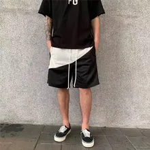 Мужские и женские летние пляжные шорты высокого качества, черный, белый шнурок, тянущиеся шорты