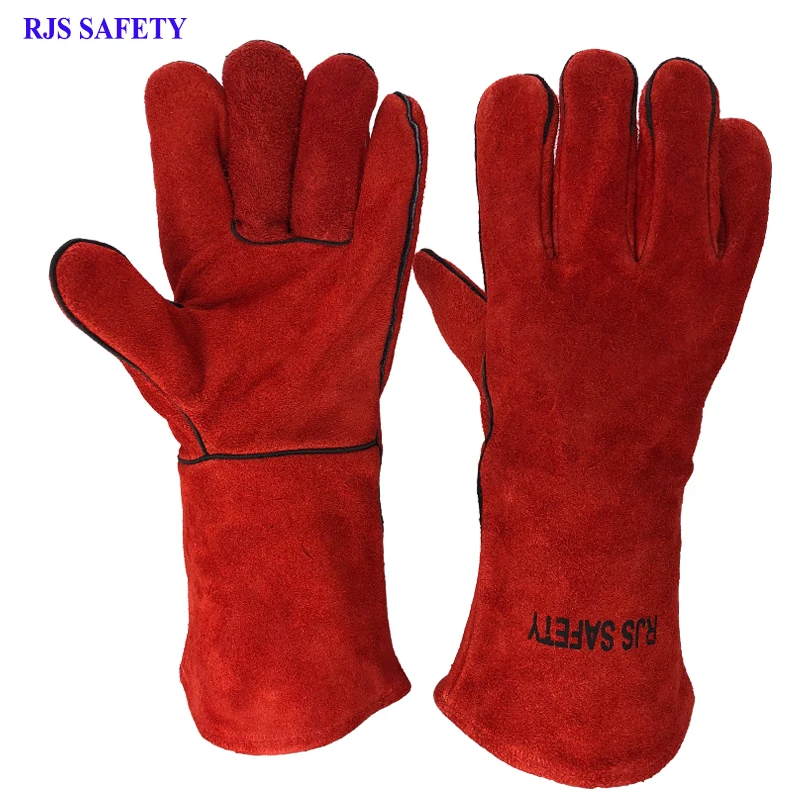 RJS NEW Welding Gloves Cowhide Electric Leather Welding Protective