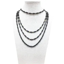 

XJD New Model Trendy Men Jewelry Necklace Stainless Steel Beads Nature Hematite Stone Chain Necklace Customizable four color