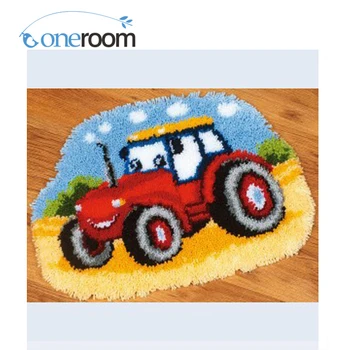 

ZD214 Tractor Hook Rug Kit DIY Unfinished Crocheting Yarn Mat Latch Hook Rug Kit Floor