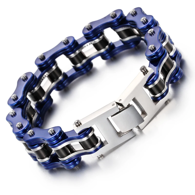 112g Heavy Blue+black Motorcycle Chain Stainless Steel Biker Men's cool