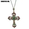 Fashion Ethnic Religious Jewelry Flower Cross Necklace Antique Gold Color Resin Women Sacred Spiritual Symbol Pendant Necklace ► Photo 2/6
