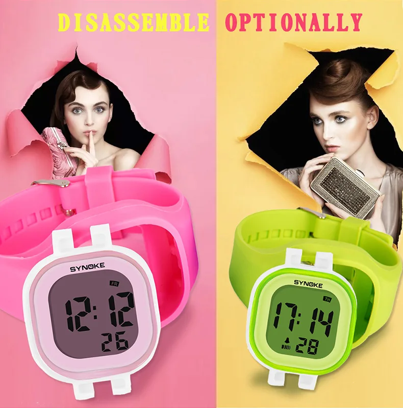 SYNOKE, детские часы, цифровой светодиодный, модные, силиконовые, цветные, для мальчиков и девочек, наручные часы, водонепроницаемые, подарок, будильник, мужские часы
