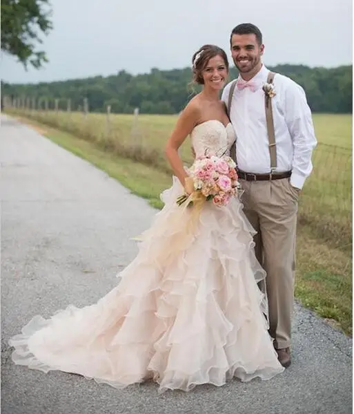 2016 blush pink ruffles faldas con gradas vestidos de novia de