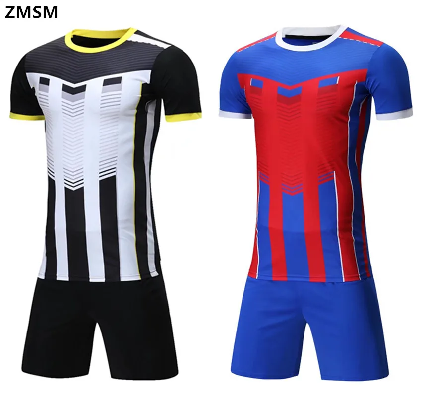 ZMSM 2017 Men Soccer Jerseys kit Vertical stripes personality