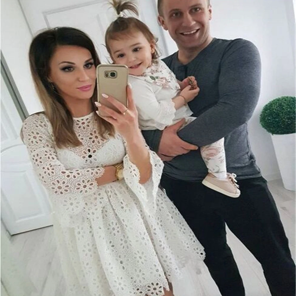 Одинаковые комплекты для семьи детская одежда хлопковые и кружевные платья для мамы и дочки женское платье с цветочным рисунком платье для маленьких девочек одежда для мам