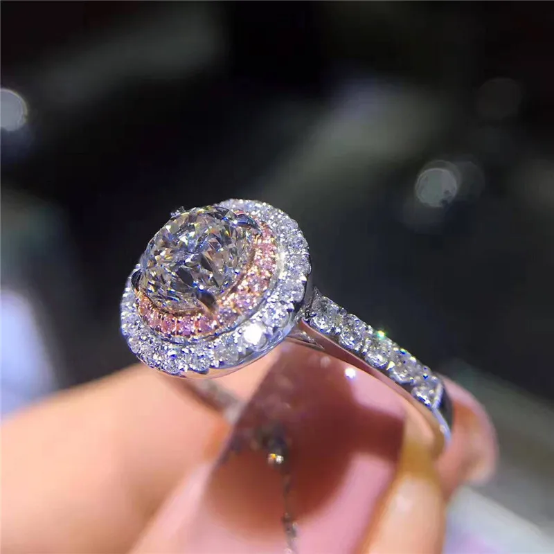 CC Wedding Rings For Women Sterling Ring Charms Princess Bijoux Pink Stone Bridal Engagement Jewelry CC593