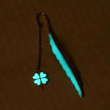 Glow In The Dark Luminous Book Marker Creative Feather Clover Bookmark Label School Office Stationery