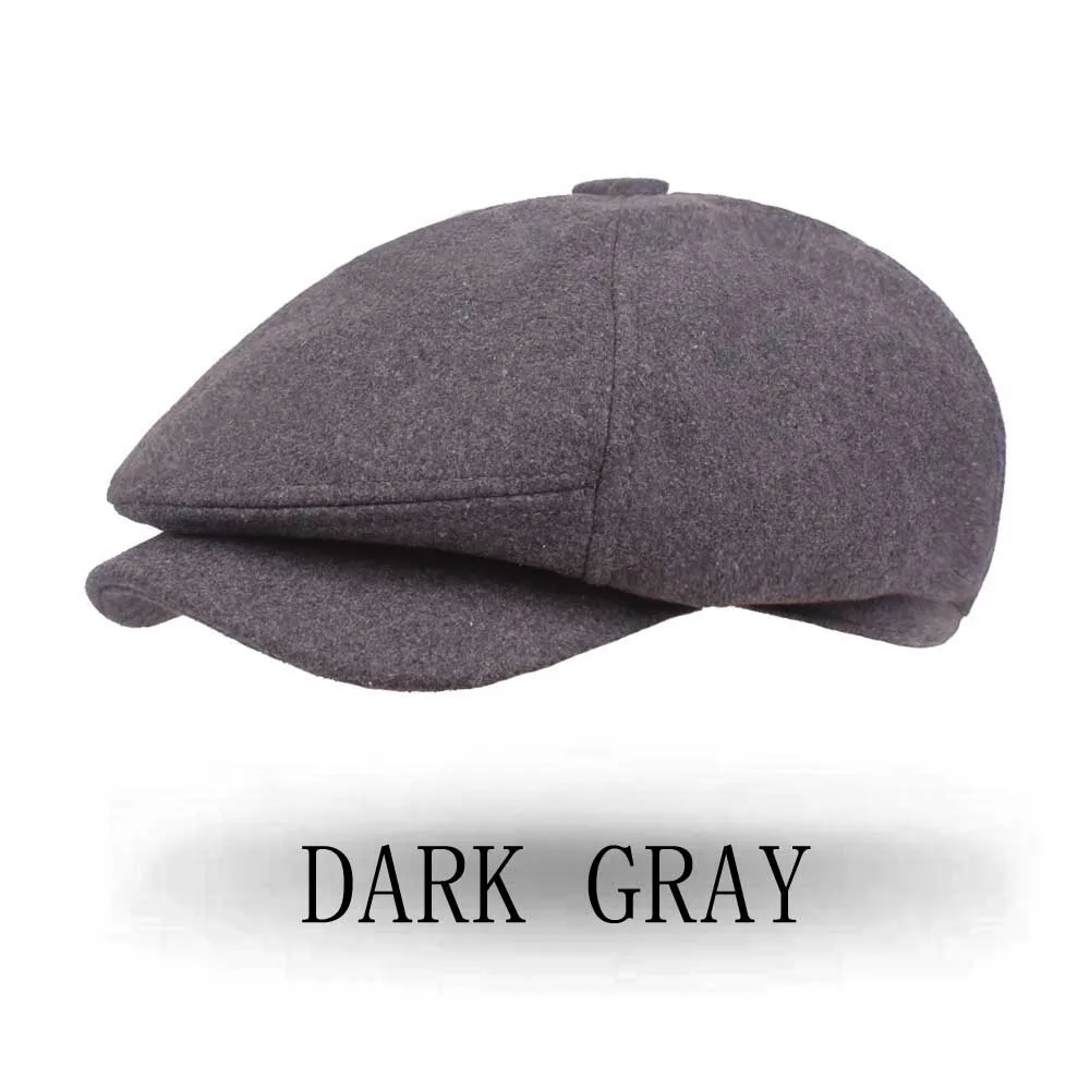 Winter Wool Warm Newsboy hat Octagonal Cap Girl Knitted Beret Women Vintage Flat chapeu Feminino
