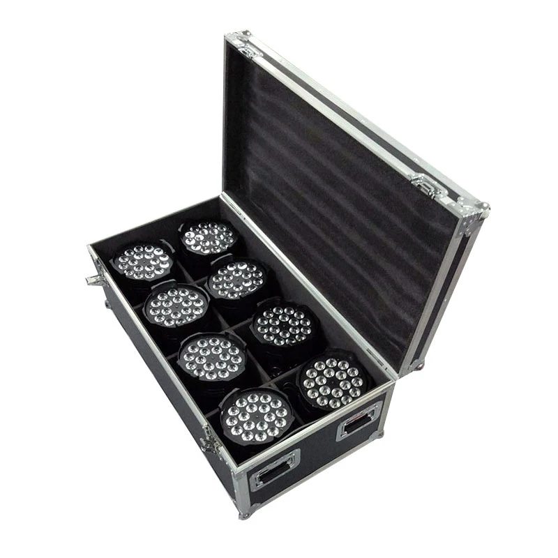 Flight Case With 8 Pieces LED Par 18x18 6in1 RGBWA+UV Lighting Aluminum