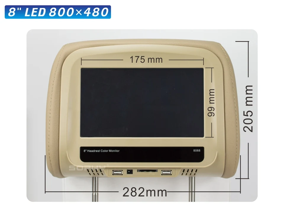 Новинка! 8 дюймов автомобильный подголовник монитор MP5 видео плеер с ик FM сенсорный экран телефон зарядка SH8068-P5