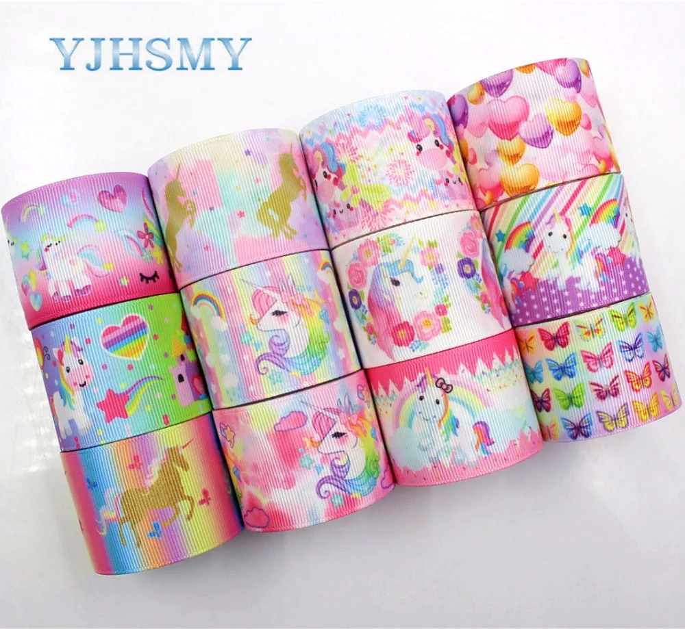 

YJHSMY 181191 38 mm 10 yards Cartoon Ribbons Thermal transfer Printed grosgrain Wedding Accessories DIY handmade material