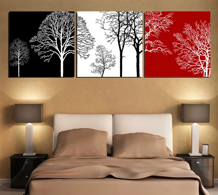 Wall Art Modern high quality black white red wall art of tree-buy cheap black Wall Art Modern high quality black white red wall art of tree-buy cheap black