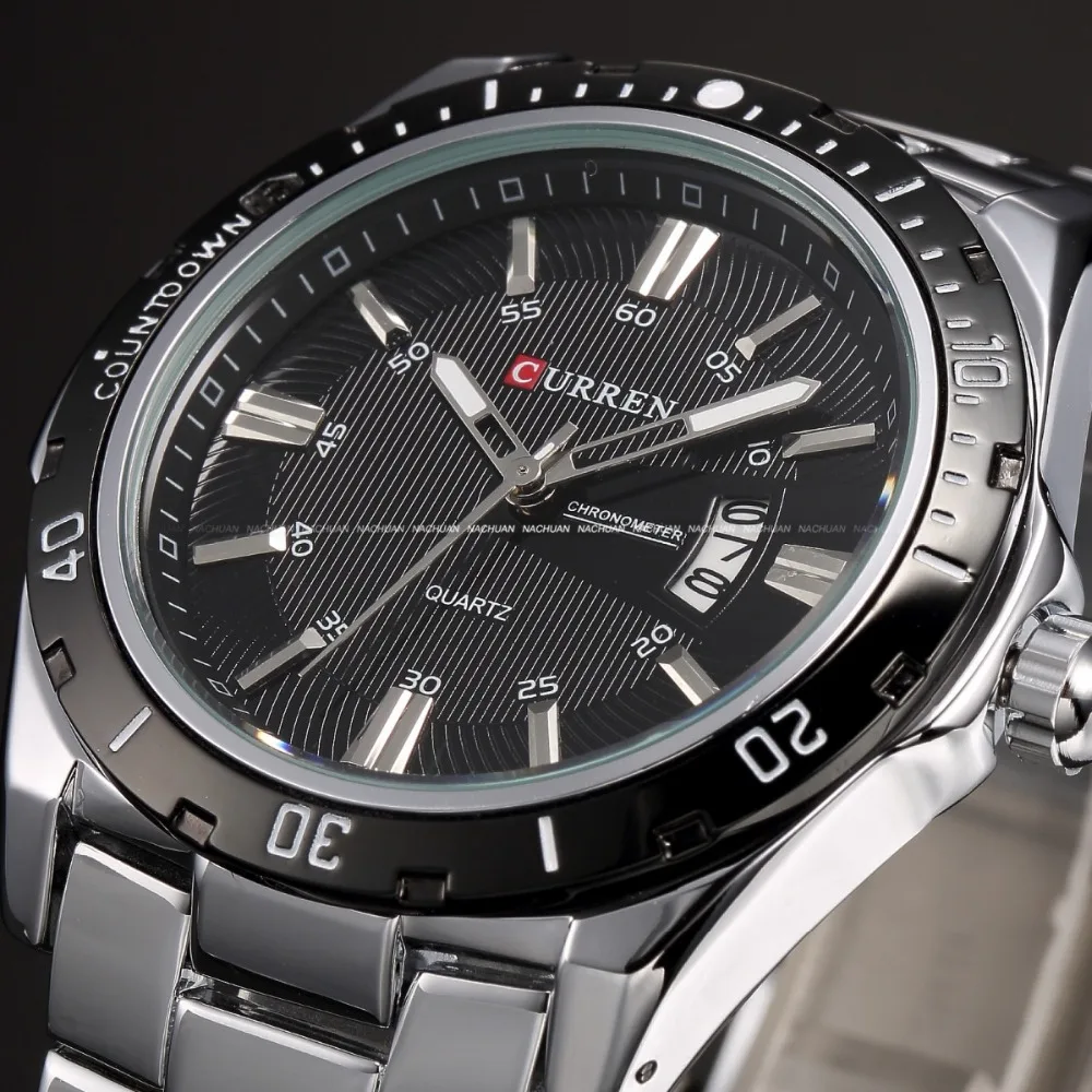 2016 часы мужские деловые модные повседневные полностью стальные спортивные