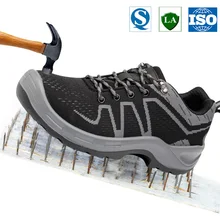 Дезодорант Спортивная защитная обувь против разбивания пирсинг стальной носок шапки обувь Летняя дышащая износостойкая летящая сетка Рабочая обувь