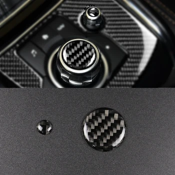 

For Mazda3 Mazda6 CX-5 CX-9 2017 2PCS Carbon Fiber Car Center Console Multimedia Volume Button Cover Decor Trim
