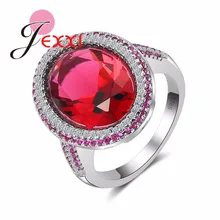JEXXI Fina 925 Joyas de Plata para Las Mujeres de Las Señoras Ronda CZ Crystal Anillo de Dedo Hembra Anillo de La Vendimia Al Por Mayor Mejor Regalo