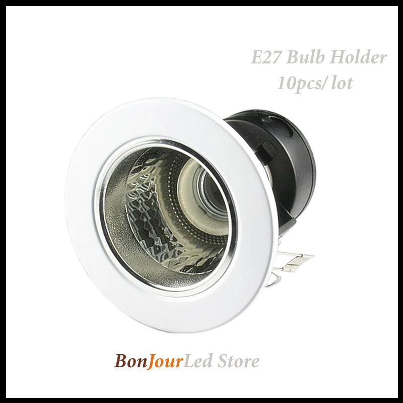 

10pcs/lot Free Shipping 2.5inch White Round Recessed Downlight Casing Holder for E27 Bulb