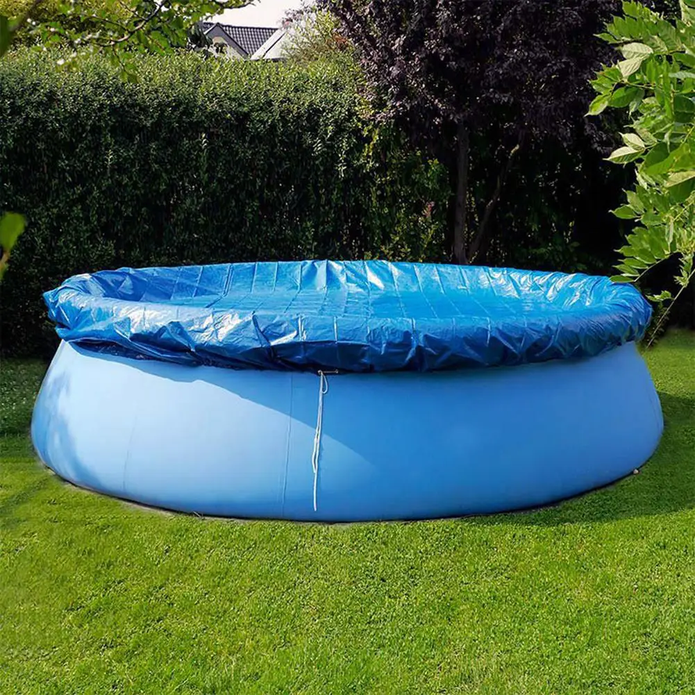 Blue Round Swimming Pool Cover Dust Rainproof Pool Cover Tarpaulin Durable For Family Garden Pools Swimming Pool& Accessories