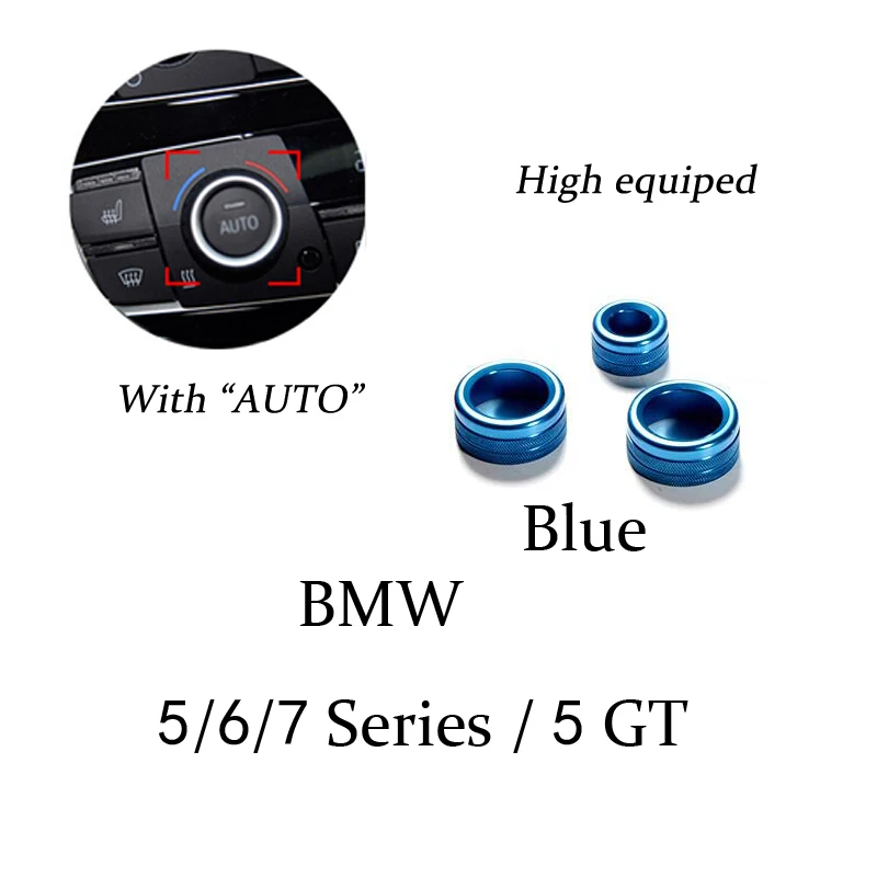 Автомобильный Кондиционер звук ручка крышки украшения пульт дистанционного управления для BMW 1 2 3 4 5 7 серия X1 X5 X6 F30 F10 F15 F16 F07 F01 E70 E71 аксессуар - Название цвета: Blue