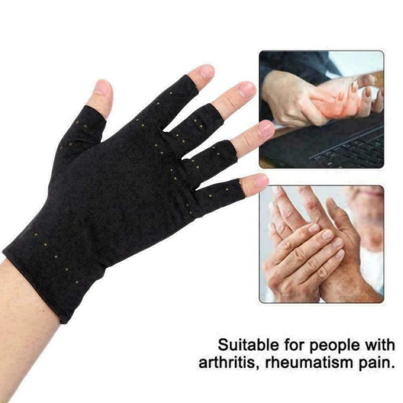 1 пара магнитотерапевтических перчаток без пальцев, забота о здоровье, полупальцевые эластичные суставы, анти-отек, латексные перчатки для рук, поддерживающие инструмент для ухода