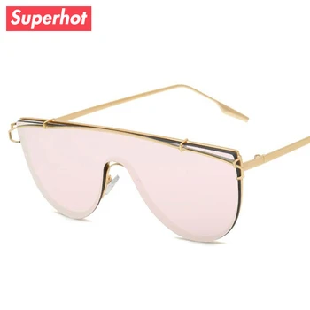 

2017 Red coating mirror sunglasses women fashion punk Siamese lenses men & women sunglasses flat top rectangle sun glasses