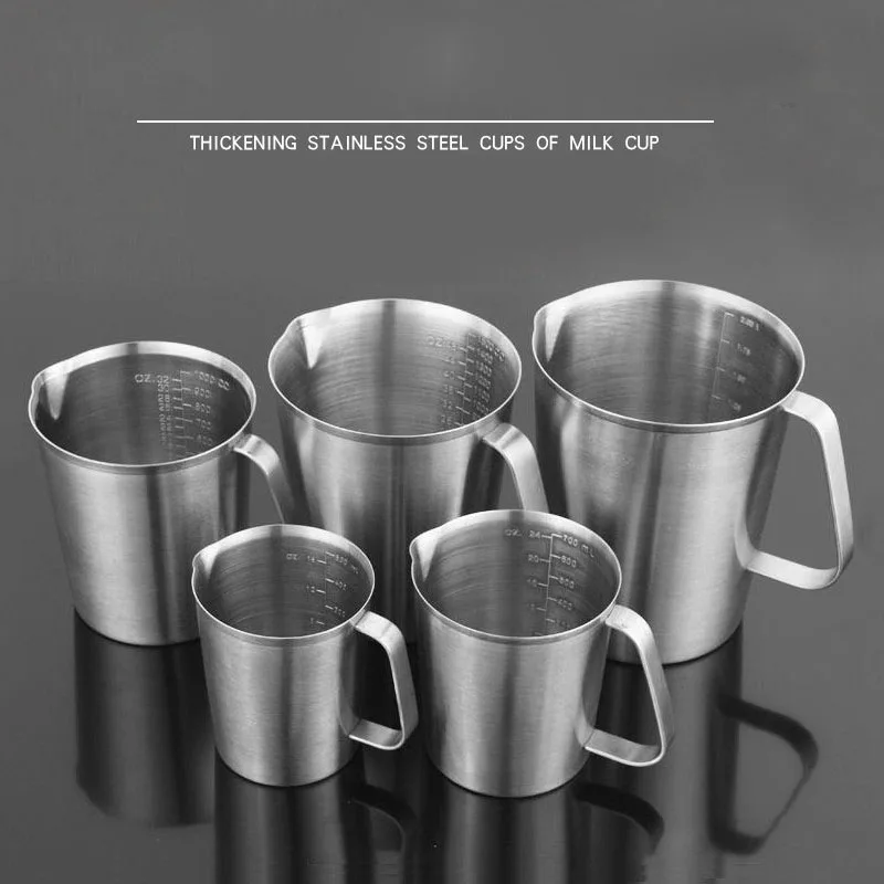 

2018 New 0.5-2L 304 Stainless steel Measurement Marking Cappuccino Latte foaming mug Scale mark milk tea coffee percolators