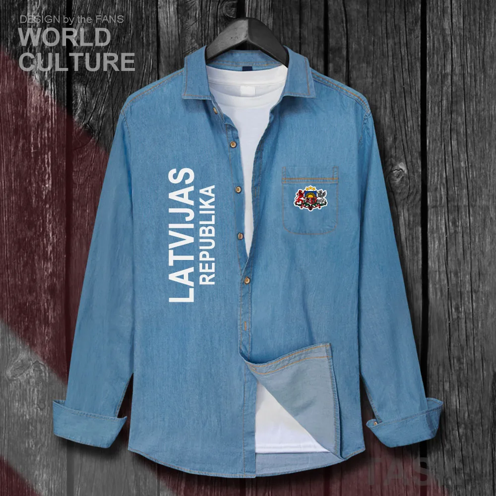 Латвийская мужская одежда LVA LV Latvijas, осенняя куртка, Ковбойское пальто с длинным рукавом, джинсовая рубашка с отложным воротником, топы 20