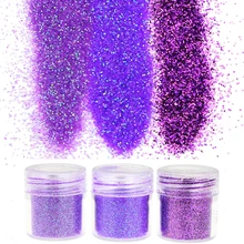 3 бутылки/комплект Фиолетовый Блёстки пыли акрил Косметическая пудра Простыни Блеск польский камни Дизайн ногтей украшения BG067-069