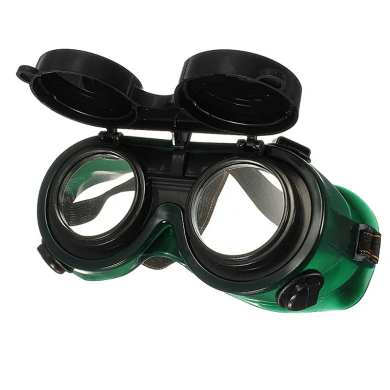 

Black & Dark Green Vinyl Resin Flip Up Welding Safety Goggle Protect Solder Welder Goggles Double Lenses Durable