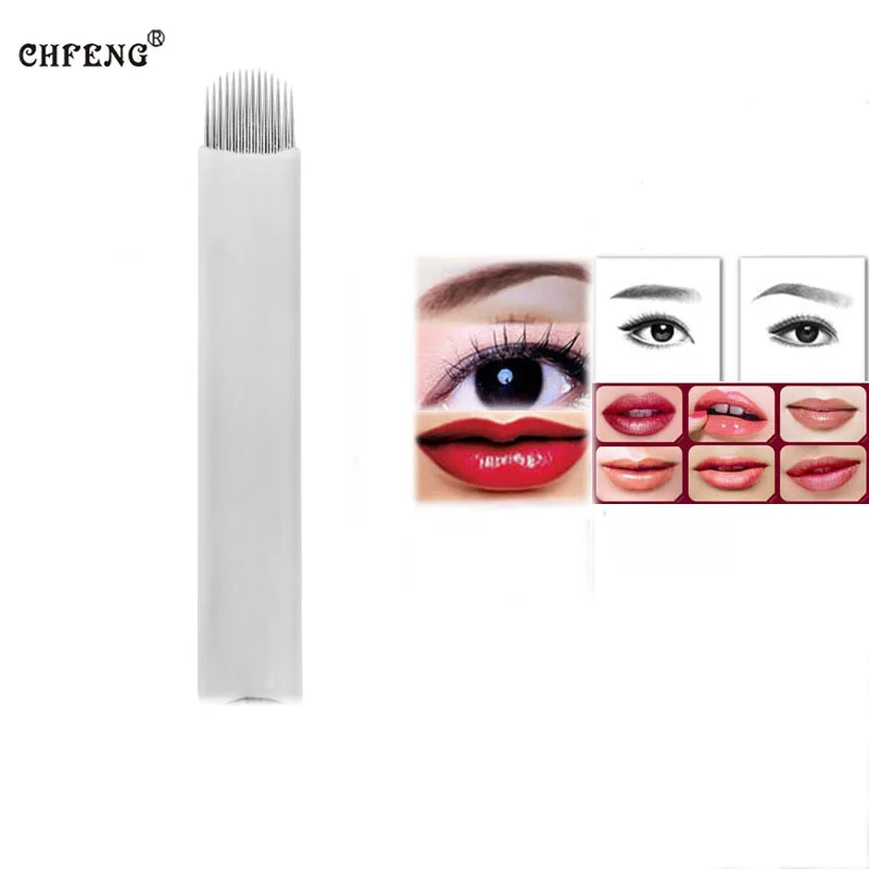 

Microblading Tattoo Needles 50Pcs 14U Disposable Blades Eyebrow Lip Eyeliner Permanent Makeup for Tattoo Ink Manual Pen Machine