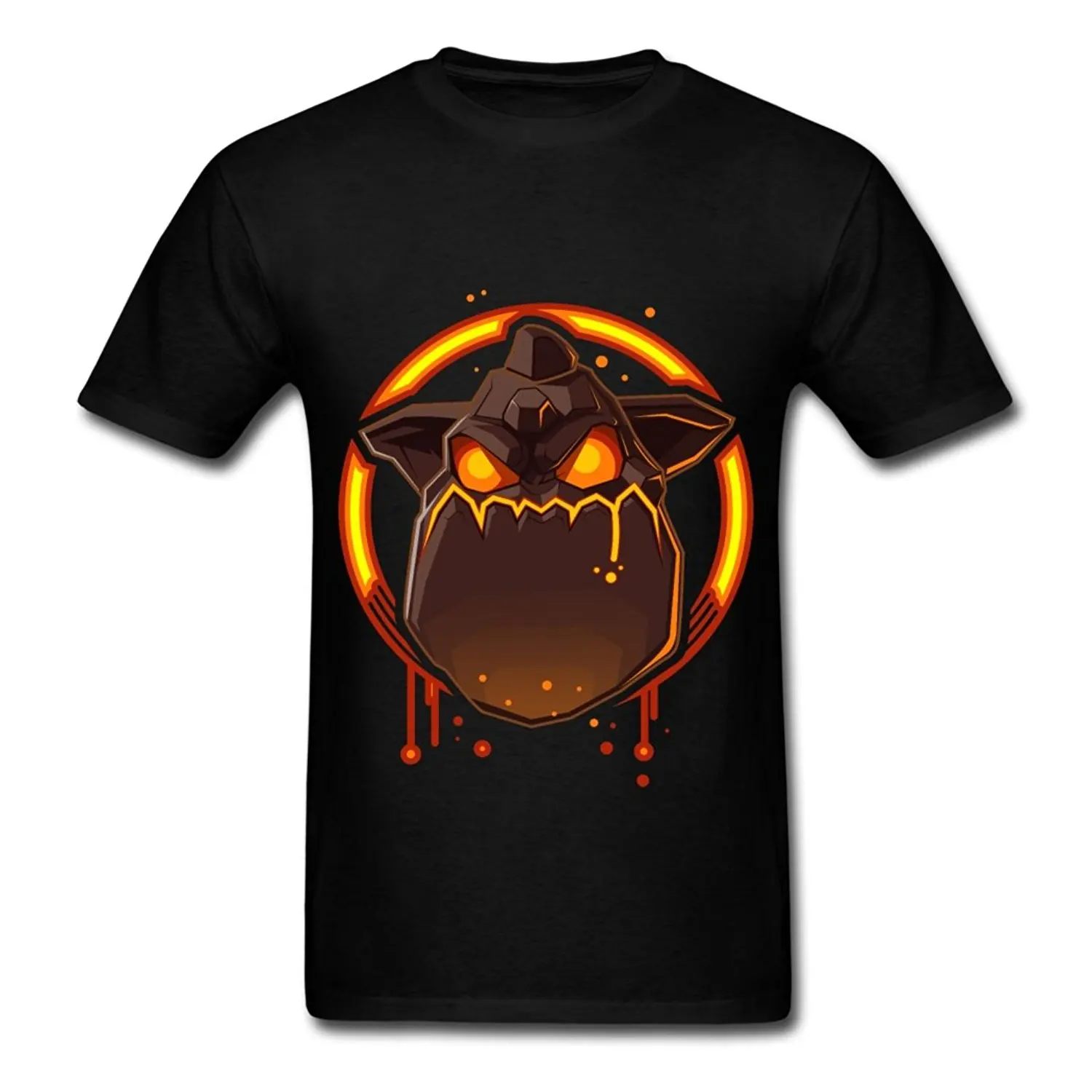 Print T-Shirt Harajuku Short Sleeve Men Top Fashion Men's Lava Hound T-Shirts Black Round Neck Collar |
