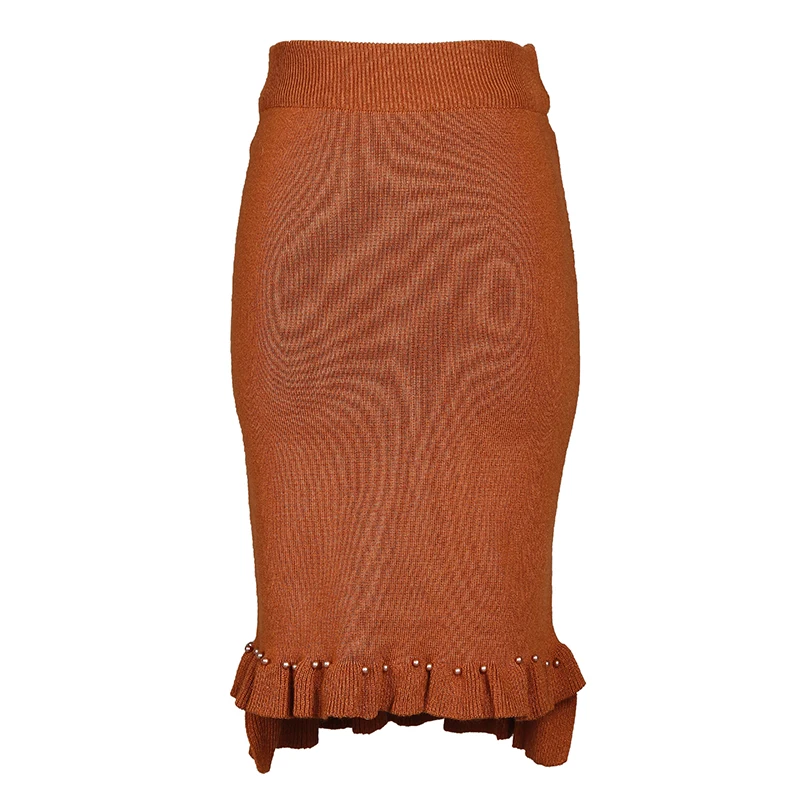 ShejoinSheenjoy Split Ruffles Hem Knitted Midi Women Skirt Beading High-Waist Autumn Winter Skirts Womens Bodycon Students Skirt (11)