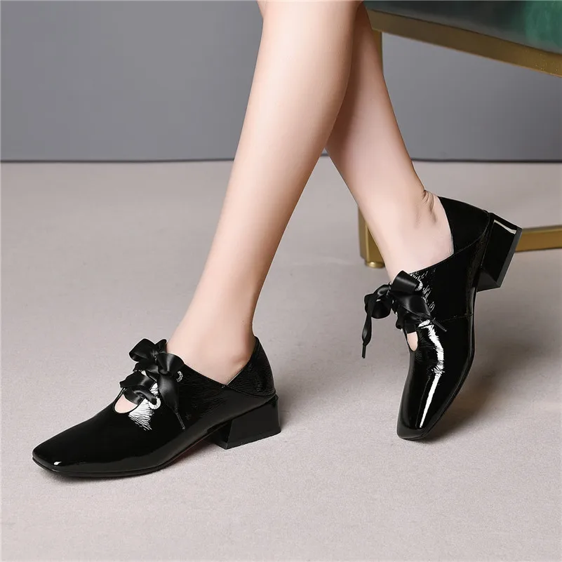 Marca Women Novità Design Trend alta Donna viola Fedonas Casual qualità Tacco Pompe Scarpe 1 Nero in di alto pelle vera 2019 Bqnqwxg5t
