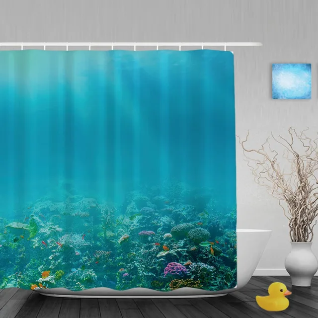 Underwater Coral Reef Bathroom Shower Curtain Marine Life Designs