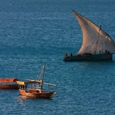 Zanzibar  Tanzania. Dhow in Harbor  Lateen Sail. Poster Print by Charles O. Cecil (26 x 18)