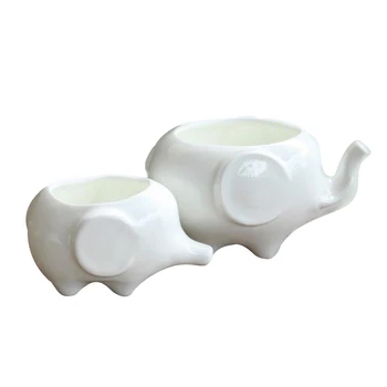 

WINOMO 2pcs Ceramic Flower Pot Elephant Shaped Succulent Planter Pots Cute Desk Decoration for Succulent Plants