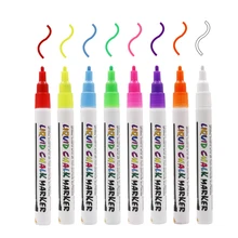 liquid chalk marker 3mm Fluorescent Neon marker Pen For LED Writing Board Round&chisel Tip flashcolor15mm white pink liquid chalk marker for led writing board glass window highlighter fluorescent pen school art painting