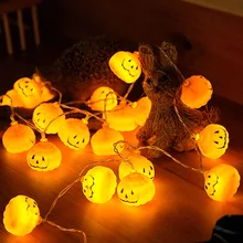 Хэллоуин 3D Тыква светодиодный гирлянды 1 м 2 м 3 м оранжевый Тыква огни на батарейках Хэллоуин Рождество украшения огни