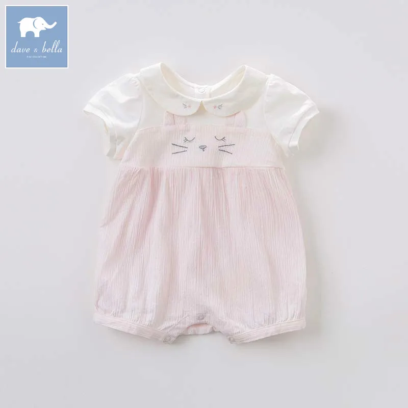 

DB7191 dave bella summer baby girls newborn infant toddler jumpsuits children short sleeve printing clothing baby romper