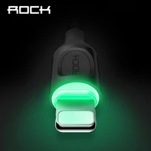 ROCK Авто разъединитель USB кабель для iPhone зарядное устройство, 2.1A Синхронизация данных светодиодный светильник Быстрая зарядка USB кабель для iPhone X 8 7 6 5