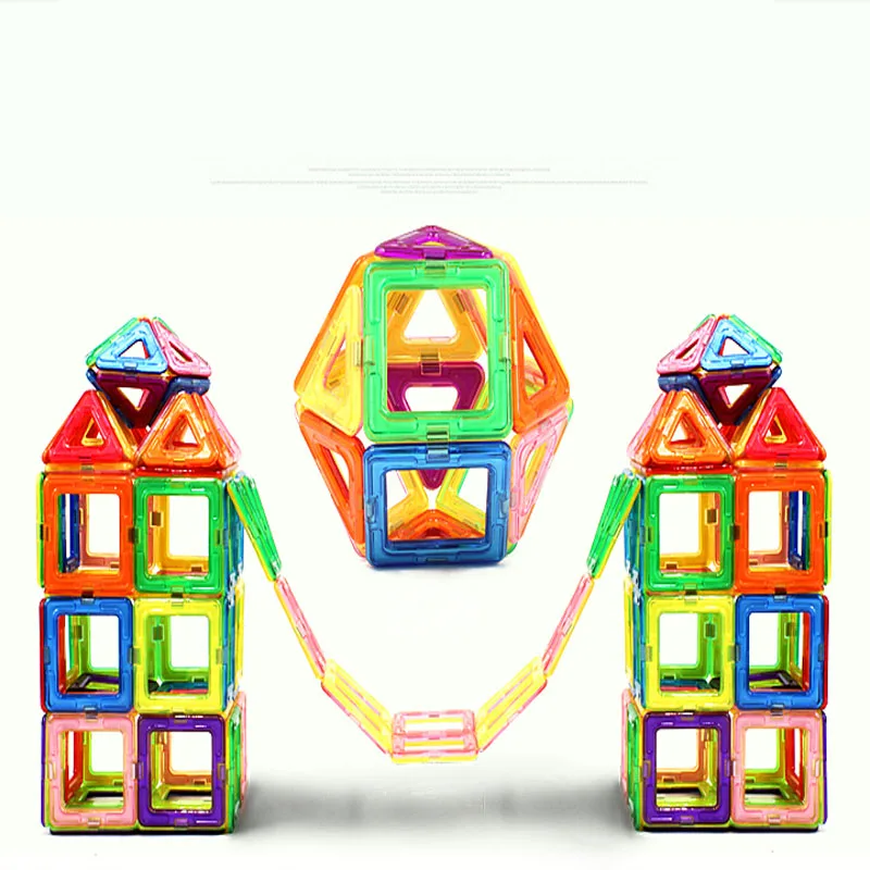 

168PCS Magnet Building Tiles Clear Magnetic 3D Building Blocks Construction Play boards
