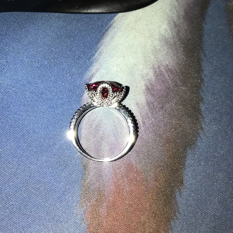 Yanhui роскошь, натуральный 6 карат, красное кольцо с драгоценным камнем,, 925 Твердое Серебро, кубический цирконий, ювелирное изделие для женщин KRA0378