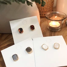 AOMU новые корейские модные простые винтажные мраморные геометрические многоугольные серьги-гвоздики, ювелирные изделия, подарок для женщин и девушек, вечерние